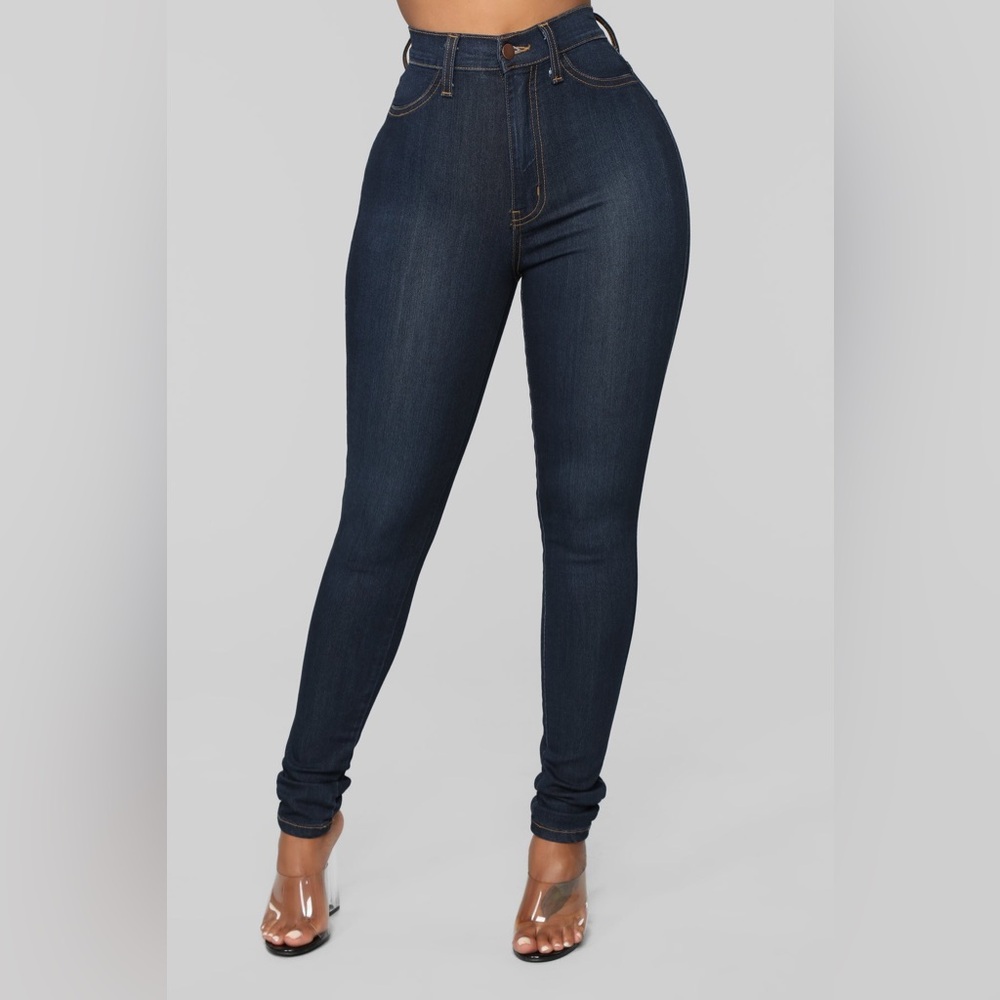 Fashion Nova Dark Blue High-Rise Jeans